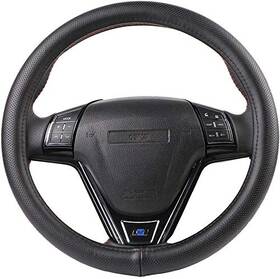 Zpgj438 O Shi Car Black Genuine Leather Steering Wheel Cover Soft Universal Carbon