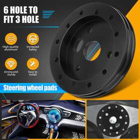 Octoder 600609747414 0.5 Inch Steering Wheel Hub Adapter Conversion Spacer 6 Hole To 3 Kit Black