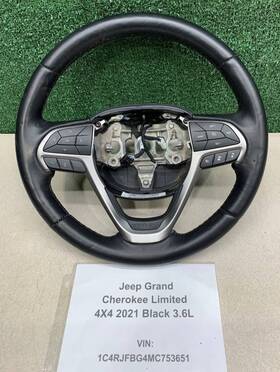 6sz741ccac Oem 2014-2021 Jeep Cherokee Steering Wheel Black /black Stitch Leather