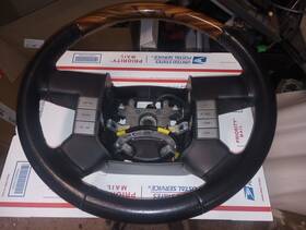 7l34-3f563-cd3ja6 Oem 2004- 08 Lincoln Mark Lt Leather Steering Wheel Woodgrain / Black -
