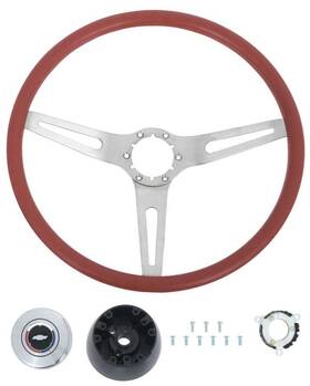 R301183 Oer 15 Inch Red Grip Cushioned Steering Wheel Kit For 1973-1991 Chevy And Gmc Trucks