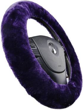Og-swc02 Ogland Furry Fluffy Wool Sheepskin Car Steering Wheel Cover For Girls Women Lilac