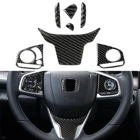 Onegogogo 550755909009 4pcs Carbon Fiber Inner Steering Wheel Sticker Trim For Honda Civic 10th 2016-19