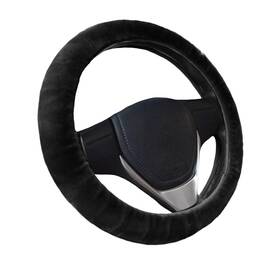 Qiche-batao-000004-plush Peninsula Love Plush Car Steering Wheel Cover For Women Universal Anti-slip Large Black