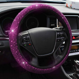 Ge-050132138782 Pink 15inch Car Suv Diamond Steering Wheel Cover Bling Shining Anti-slid Women