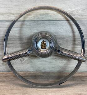 1615653 Plymouth 1955-56 Steering Wheel And Horn Ring Ship Chrome #1615653 D.g. Original