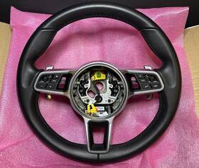 235.po1421 Porsche 2023 Cayenne Black Leather Oem Steering Wheel Without Heat 9y0419091