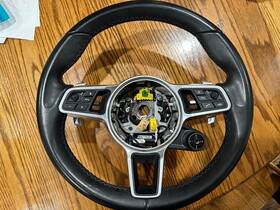 971419091rsa34 Porsche 19-23 Cayenne Pdk Multimedia Black Leather Steering Whee Oem 55k