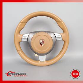 99734780450 Porsche 05-08 997 911 Carrera Boxster Sport Steering Wheel Tiptronic Beige Oem
