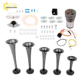 Pr108113e Premium Motoring For Car Truck Train 5 Trumpet Dixieland Musical Horn Air Gray Plastic