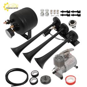 Pr162057e01 Premium Motoring 3 Trumpets Train Air Horn Kit For Truck Van 150psi Compressor 0.5g Tank