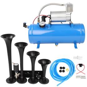 Pr177678e01 Premium Motoring 4 Trumpet 12v Train 150 Db Air Horn With 1.6 Gal Tank Psi Compressor