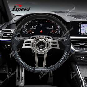 Ma8934wt23us Pspeed 14 Inch 3-spoke Car Truck Racing Aluminum Steering Wheel Pu Carbon Look Wrap 6-bolt