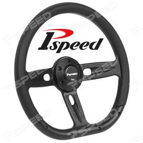 Pp8984a1e2bus Pspeed 14 Inch 350mm 6-bolt D-shape Black Microfiber Leather Wrapped Billet Steering Wheel