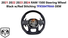 7fx584traa Ram 2021 2022 2023 2024 1500 Steering Wheel Black With Red Stitching