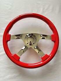 15cred Raptor 15inch Chrome Red Wood Steering Wheel