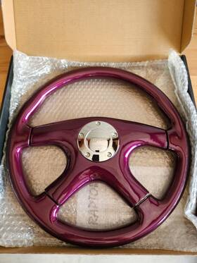15spur-b Raptor 15 Inch Purple Wood Steering Wheel - Factory Second B Stock