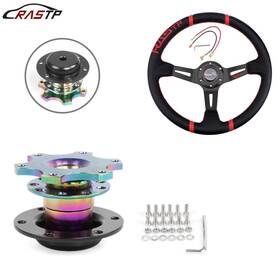 Qr001-neo Rastp Stw026-bk Racing Car 14 Inch Deep Dish Drifting Steering Wheel And Blue Quick Release Adapter