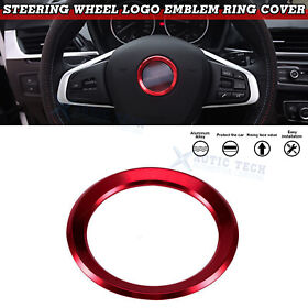 Kr10r Red Aluminum Steering Wheel Logo Emblem Ring Cover For Bmw 1 3 4 5 7 Series