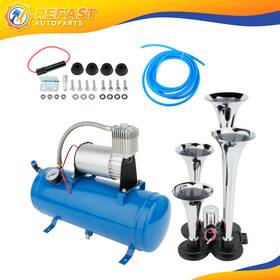 Re108080f01 Refast-autoparts 12v 4 Superior Trumpet Air Horn Compressor Tank Gauge Kit For Car Train Truck
