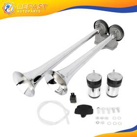 Re108084f01 Refast-autoparts Loud Dual Trumpet For Car Truck 12v Chrome Train Air Horn System