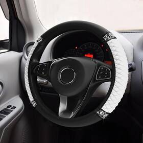 Qph5234 Rgoaanc Bling Soft Leather Steering Wheel Cover Car 15 Inch White