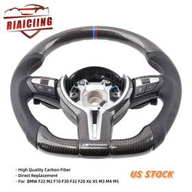 Sw008 Riaiciing Carbon Fiber Steering Wheel With Paddles For Bmw F22 F80 F82 M5 F90 F10 F32 F30 Us
