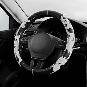 Rcswc0016 Road Comforts Cow Pattern Steering Wheel Cover - Made With Bling
