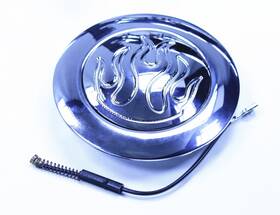 Rsrs906 Rodspeedracing Chromed Billet Aluminum Flamed Flames Horn Button For 9 Hole Steering Wheel