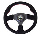 Rst-012s-rs Nrg Innovations Black Suede Steering Wheel Red Stitch Style