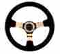 Rst-036gd-s Nrg Race Style Steering Wheel 3 Deep Black Suede Red Stitching Chrome Gold Spoke