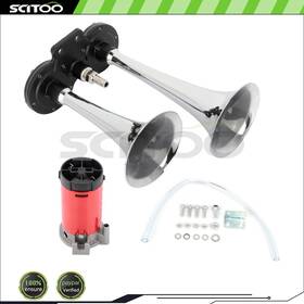 Cb108107s01 Scitoo 135db 12v Loud Dual Trumpet Air Horn Compressor Kit For Train Car Truck Boat