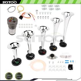 Cb108119s01 Scitoo 5 Trumpet Dixieland Musical Horn Air Silver Plastic For Car Truck Train