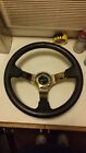 Sdd-nrgrst036gds Nrg Innovations Deep Dish Leather Grip Gold Spoke Steering Wheel