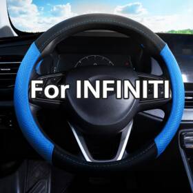 Sisiaut-86 609876914406 15 Inch Nappa Leather Car Steering Wheel Cover Black&blue For Infiniti