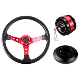 Sw350bkrd-swe46h-qr300rd Speed And Style Racing Red Steering Wheel Quick Release Hub Kit For 98-06 Bmw M3 E46