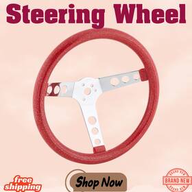 91032744-red Speedway 13 Inch Red Metalflake 60s Style Steering Wheel 3-1/2 Dish New