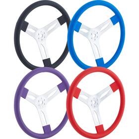 60409010-flat-blk Speedway Motors 15 Inch Black Cushioned Alum 3-spoke Steering Wheel Flat