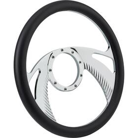 9105614 Speedway Motors Chrome Plated Billet Boomerang Style Steering Wheel
