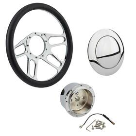 9108426 Speedway Motors Chrome 4-slot Steering Wheel With Adapter And Horn Button