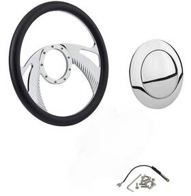 9108427 Speedway Motors Chrome Boomerang Steering Wheel And Horn Button