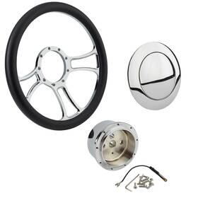 9108430 Speedway Motors Chrome Trinity Steering Wheel With Adapter And Horn Button