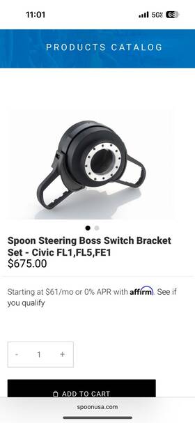 Spn0000 Spoon Sports Civic Fl5 Type-r 6mt Steering Wheel Boss Switch Bracket Set