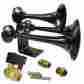 St-1006a-bk-hf Ssm Kong Mk I Truck Rv Train Air Horn Triple Trumpet All Metal W 1 2 Valve Blk 1006a-bk-hf