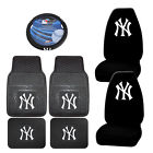 Mlb-17636 Steering Mats Cover Logo White Universal York 7pc Mlb Yankees Black Set Seat