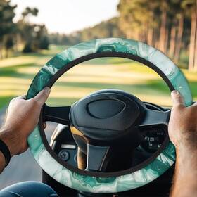 Czc7-8-8 Suitoselfy Golf Cart Steering Wheel Covers 13-14 Inch Teal Marble