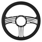 Sum-772711 Summit Racing Steering Wheel Slash Billet Aluminum Black 190861042940