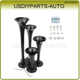 Usd108090s01 Super Loud Train Air Horn 4 Trumpets Black For Truck Car Pickup