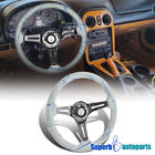 Superbautoparts Universal Candy White Blue Chrome Spoke Sport Wooden Steering