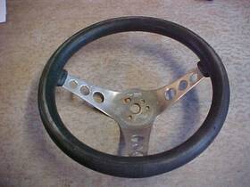 The500 Superior Vintage The 500 Performance 12 Inch Chrome Steering Wheel With Black Grip